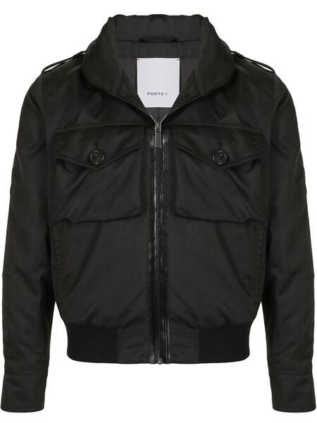  Ports V Pocket Front Bomber - Black 