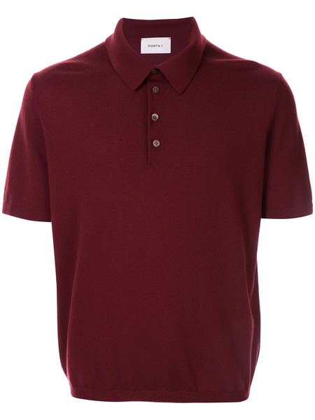  Ports V Polo Knit Jumper - Red 