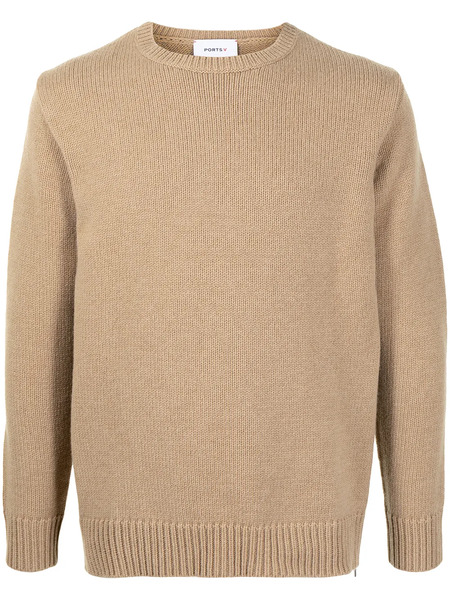  Ports V Zip-detail Wool Jumper - Neutrals 