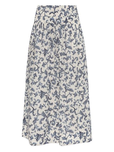  Posse Rue Baroque-print Maxi Skirt - White 