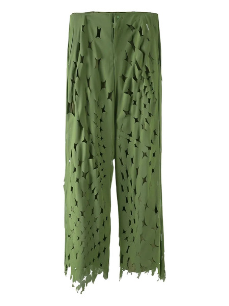  Post Archive Faction Laser-cut Frayed Trousers - Green 