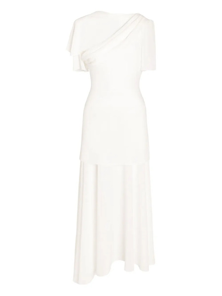 Post Meridiem Asymmetrical Draped Midi Dress - White 