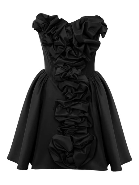 Post Meridiem Corset Ruffled Mini Dress - Black 