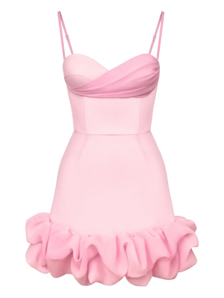  Post Meridiem Draped Ruffle Mini Dress - Pink 