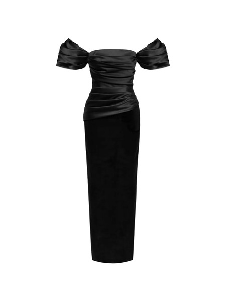  Post Meridiem Draped-sleeves Maxi Dress - Black 