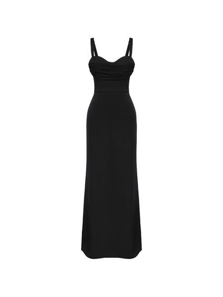  Post Meridiem Gathered-detail Maxi Dress - Black 