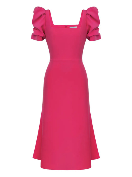  Post Meridiem Godet-silhouette Square-neck Midi Dress - Pink 