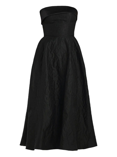  Post Meridiem Jacquard Satin-panel Midi Dress - Black 