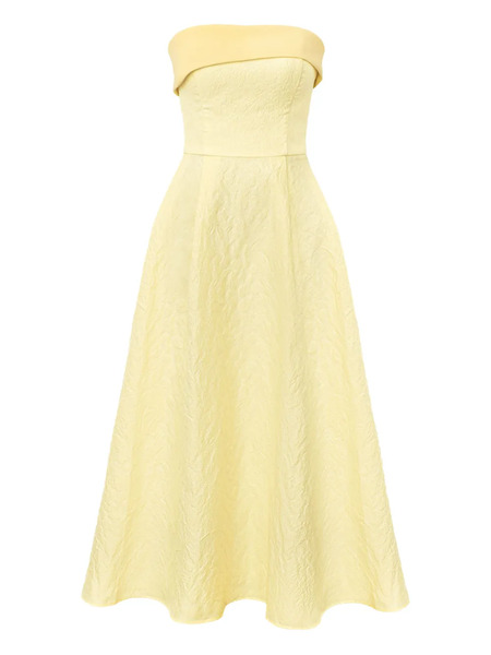  Post Meridiem Jacquard Satin-panel Midi Dress - Yellow 