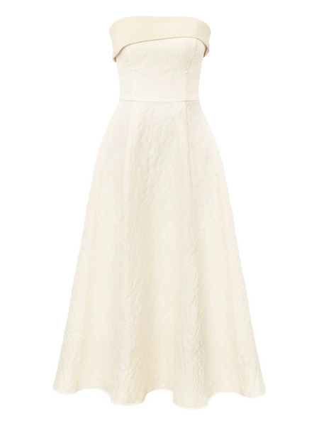  Post Meridiem Jacquard Satin-turnup Midi Dress - Neutrals 