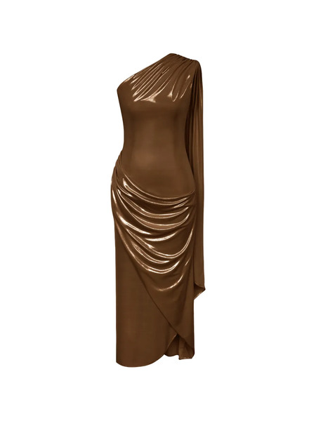  Post Meridiem One-shoulder Maxi Dress - Brown 