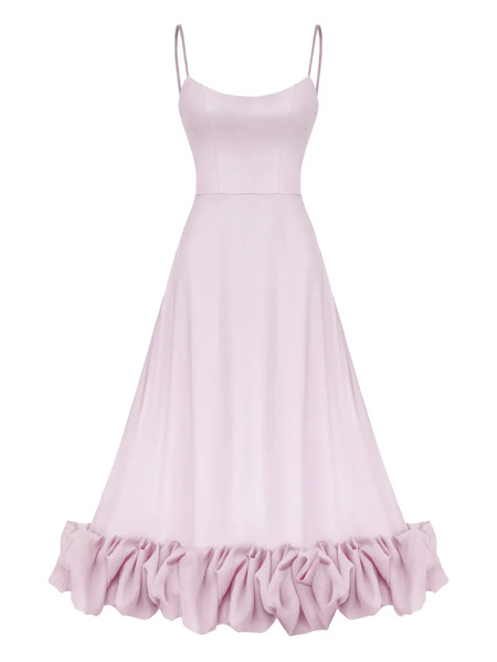  Post Meridiem Ruffle-hem Bustier Midi Dress - Pink 