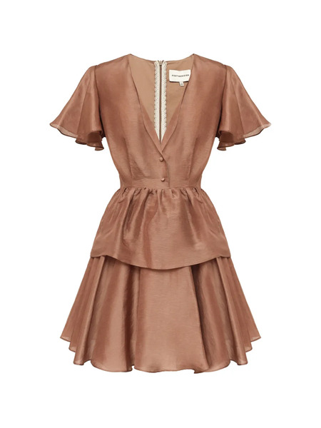  Post Meridiem Ruffled Mini Dress - Brown 