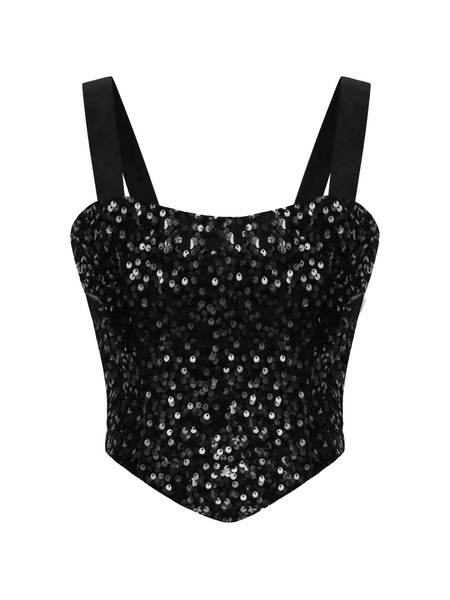  Post Meridiem Sequin-embellished Corset Top - Black 