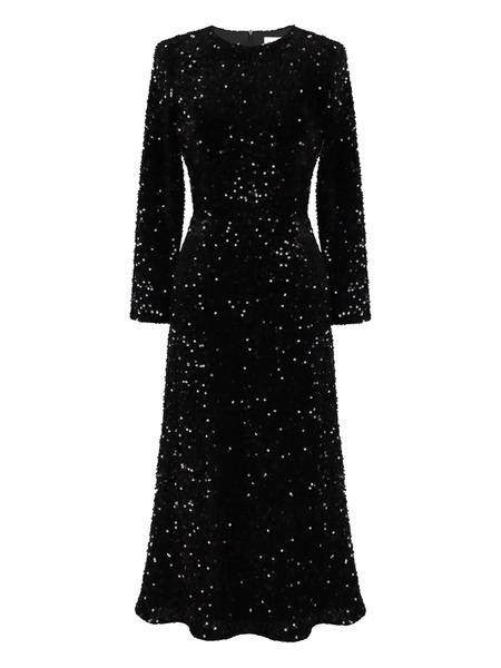  Post Meridiem Sequin-embellished Velvet Midi Dress - Black 