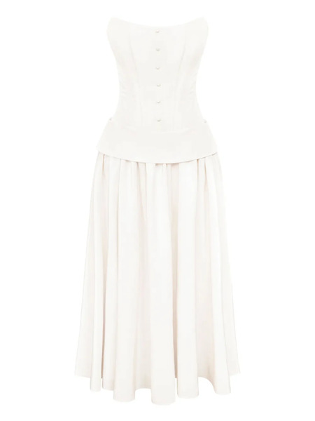  Post Meridiem Serment Buttoned Corset Maxi Dress - White 