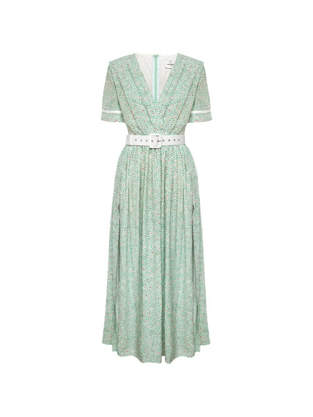  Post Meridiem Side-split Midi Dress - Green 