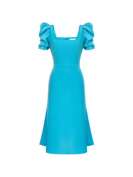  Post Meridiem Square-neck Midi Dress - Blue 