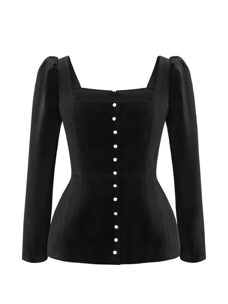  Post Meridiem Square-neck Top - Black 