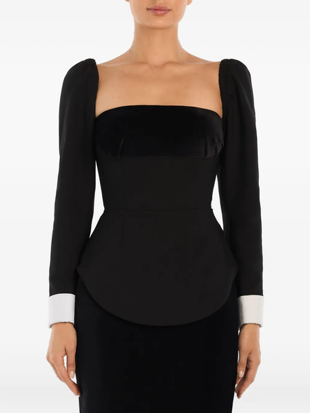  Post Meridiem Velvet Long-sleeve Top - Black 
