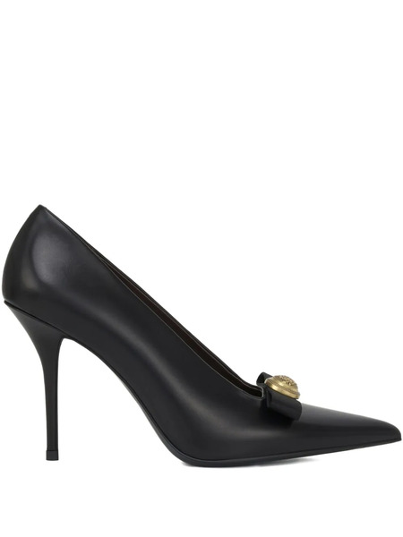  Potamy 100mm Leather Heeled Pumps - Black 