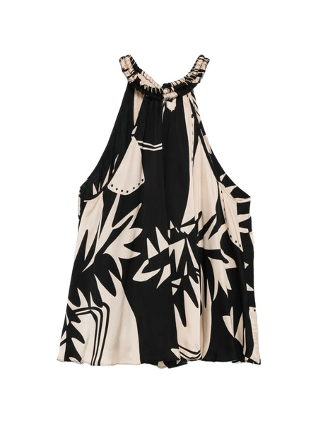  Poupette St Barth Flora-print Halterneck Top - Black 