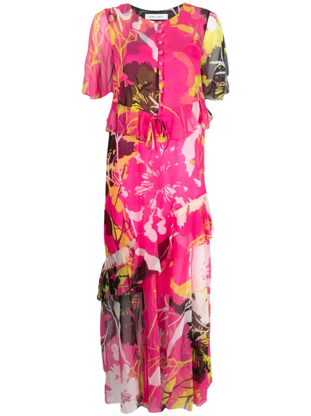  Prabal Gurung Botanical-print Silk Dress - Pink 