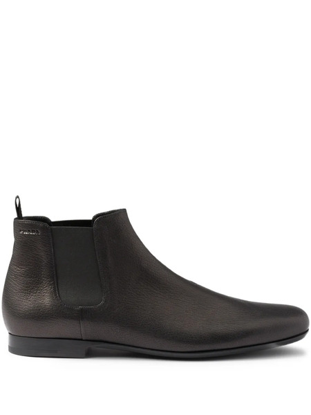 Prada Almond-toe Leather Chelsea Boots - Black 