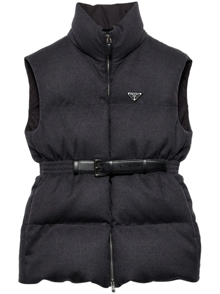  Prada Belted Padded Gilet - Grey 