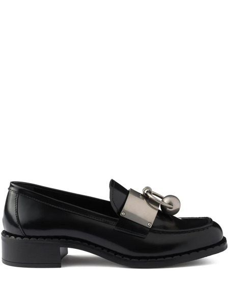  Prada Brushed Leather Loafers - Black 