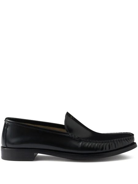  Prada Brushed Leather Loafers - Black 
