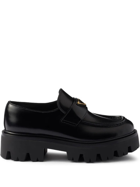  Prada Brushed-leather Loafers - Black 