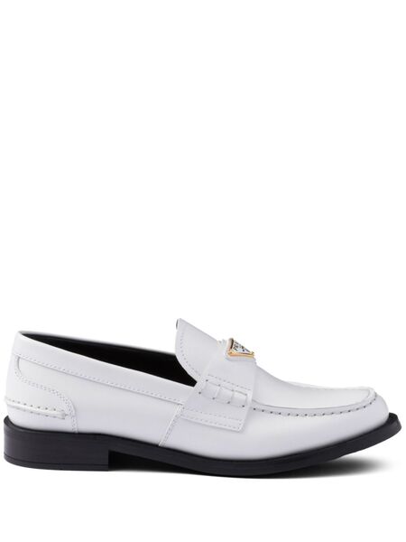  Prada Brushed Leather Loafers - White 