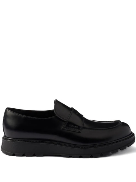  Prada Brushed-leather Penny Loafers - Black 