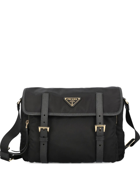  Prada Buckle Strap Shoulder Bag - Black 