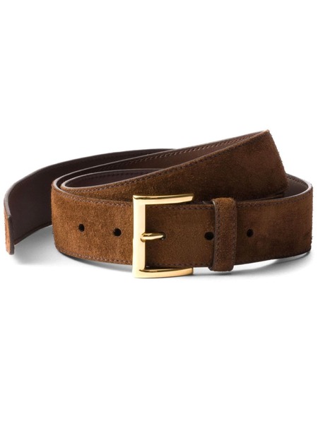  Prada Buckled Suede Belt - Brown 