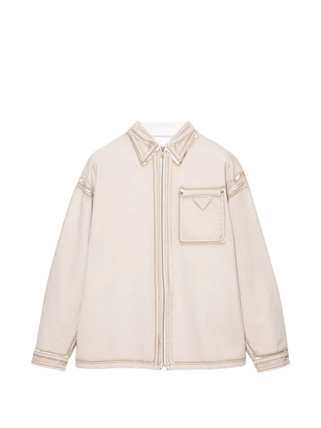  Prada Bull Denim Zipper Shirt - Neutrals 