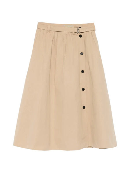  Prada Button Belted Midi Skirt - Neutrals 