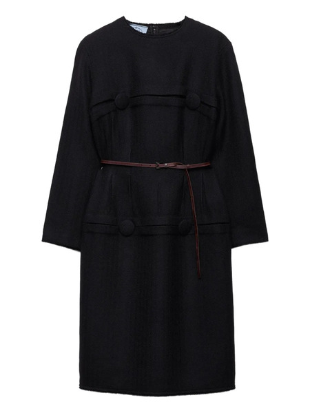  Prada Button-detailed Wool Midi Dress - Black 