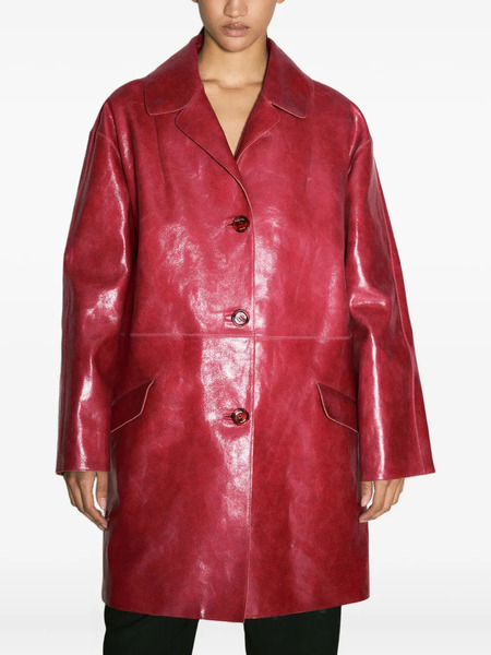  Prada Button-fastening Leather Coat - Red 
