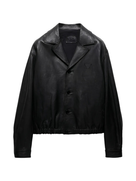  Prada Button Leather Jacket - Black 