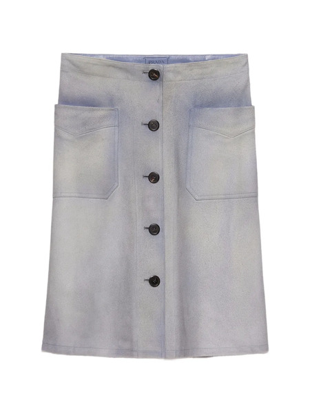  Prada Button-up Patch-pocket Skirt - Blue 