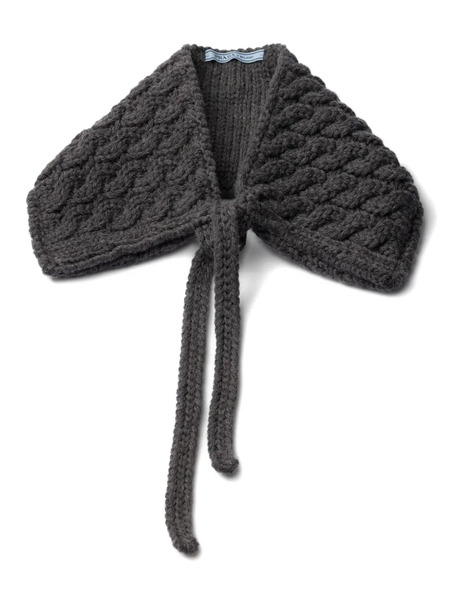 Prada Cable-knit Wool Collar - Grey 