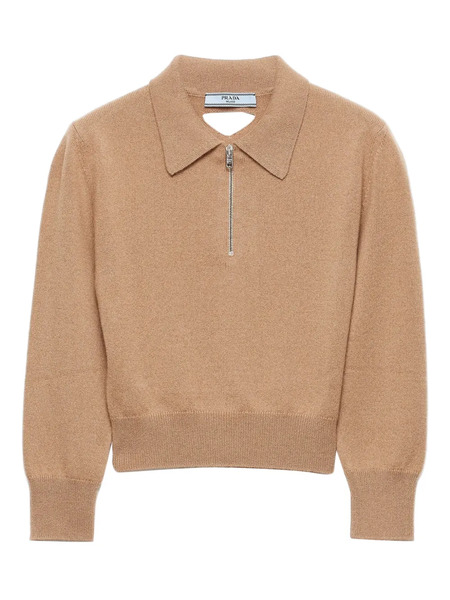  Prada Cashmere Polo Sweater - Brown 
