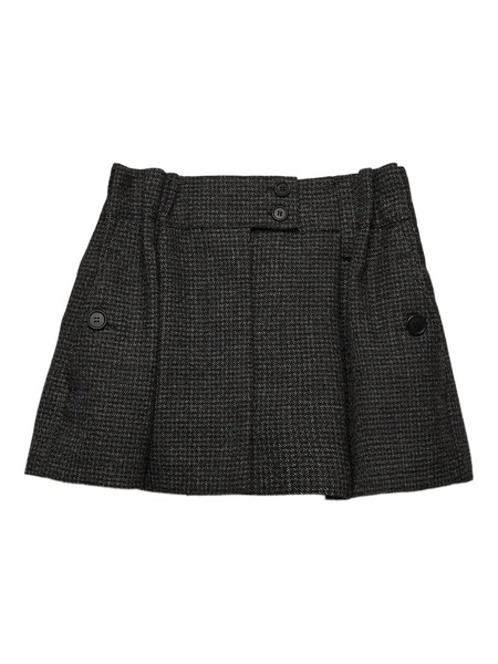  Prada Check-pattern Wool Mini Skirt - Black 