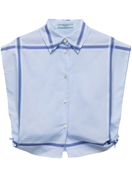  Prada Check-print Cropped Shirt - Blue 