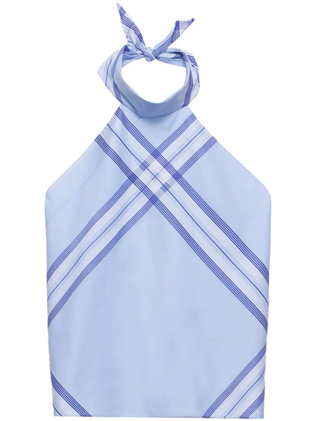  Prada Checked Cotton Cropped Top - Blue 