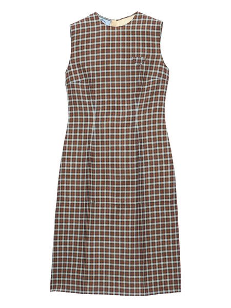  Prada Checked-pattern Midi Dress - Brown 