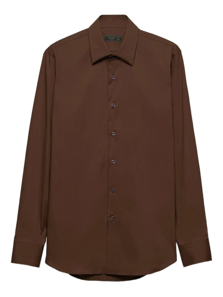  Prada Classic-collar Cotton Shirt - Brown 