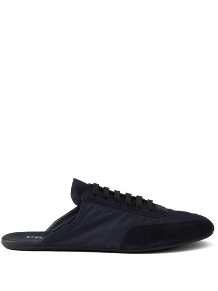  Prada Collapse Re-nylon Suede Mules - Blue 